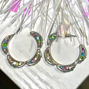 Silver and Rainbow Hoop earrings